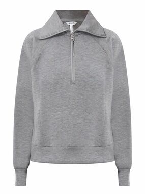 🆕NWT SPANX AirEssentials Half Zip Pullover Heather Grey Sz Med - Cozy Athleisure